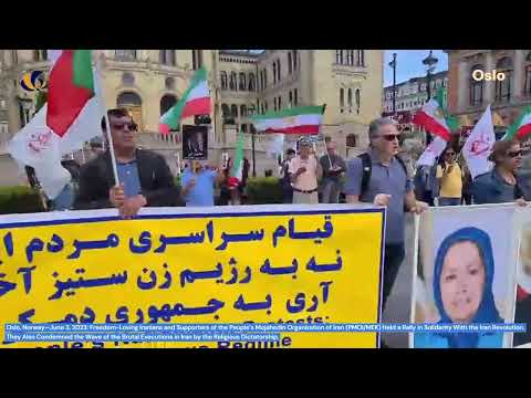 Oslo, Norway—June 3, 2023: MEK Supporters Held a Rally in Solidarity With the Iran Revolution.
