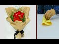 how to wrap rose hand tied bouquet || wrapping bouquet