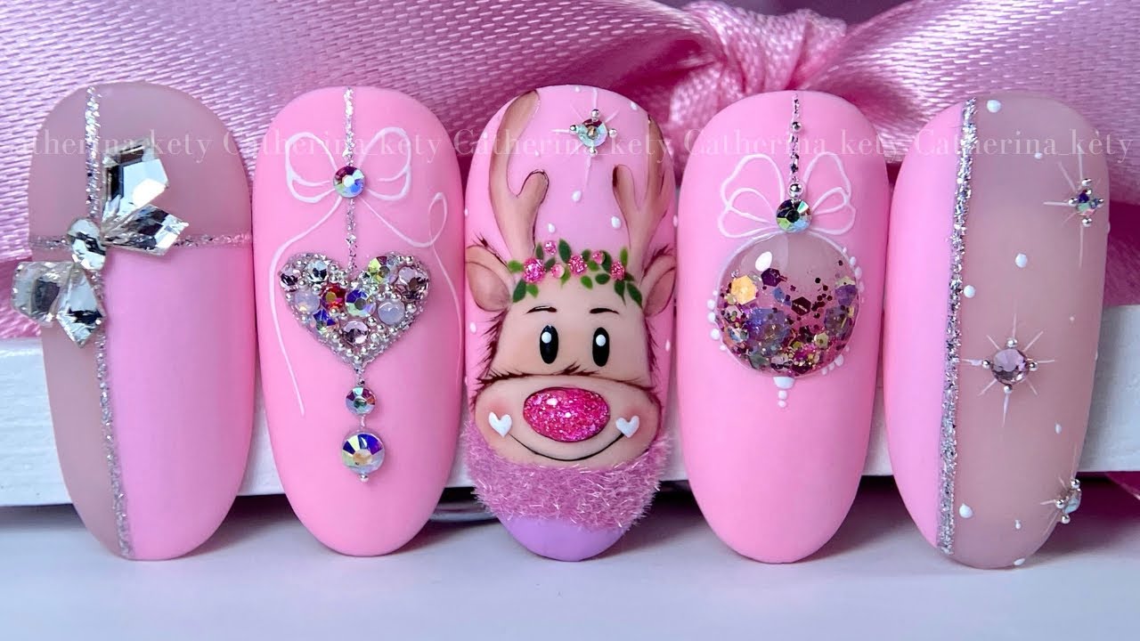 Easy Christmas Nail Art|Christmas Nail Art|Rudolph Nail Art|Madam Glam 🎄🫶🏻🩷