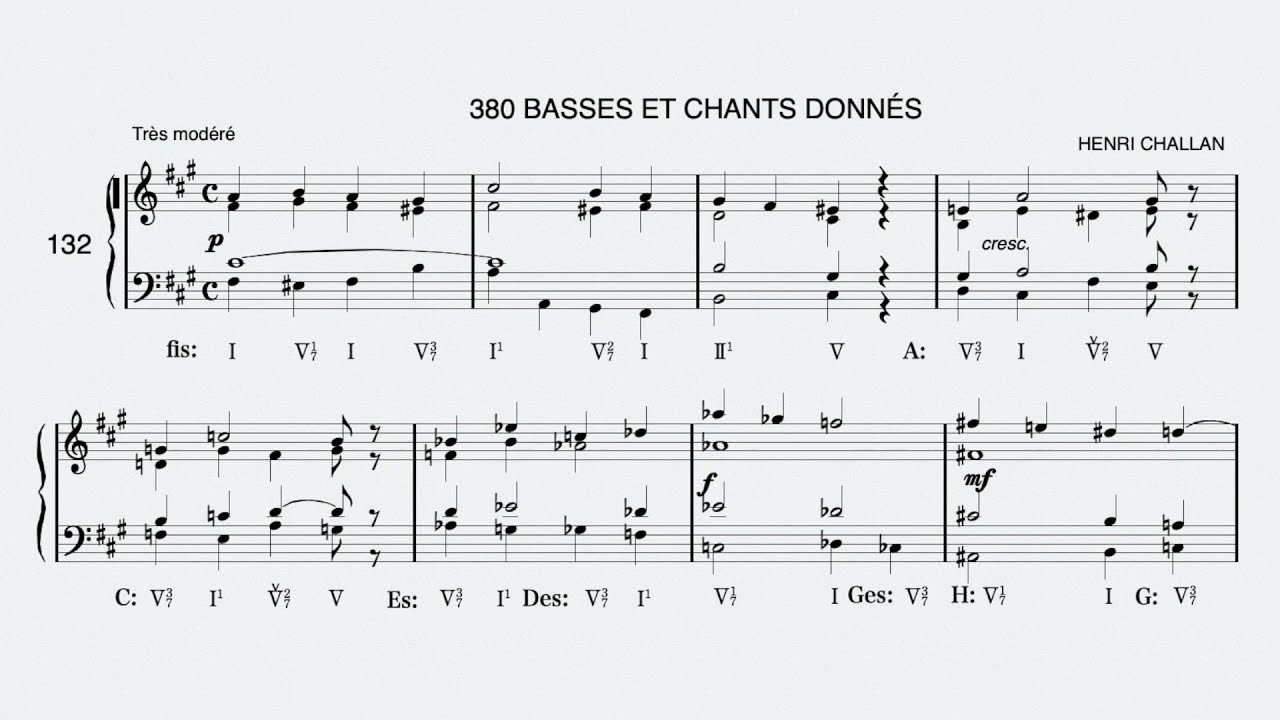 No.132 - 380 Basses et Chants Donnés (Henri Challan) Réalisation / 第132番  シャラン 380の和声課題集 実施してみた