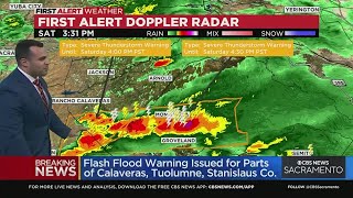 Flash flood warning issued for parts of Calaveras, Stanislaus and Tuolumne counties