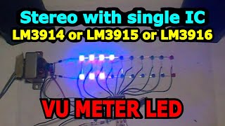 Stereo VU Meter LED Single LM3914 or LM3915 or LM3916 Without Transistor