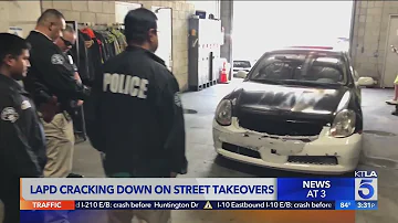 Los Angeles Police show off vehicles seized during street takeover crackdown
