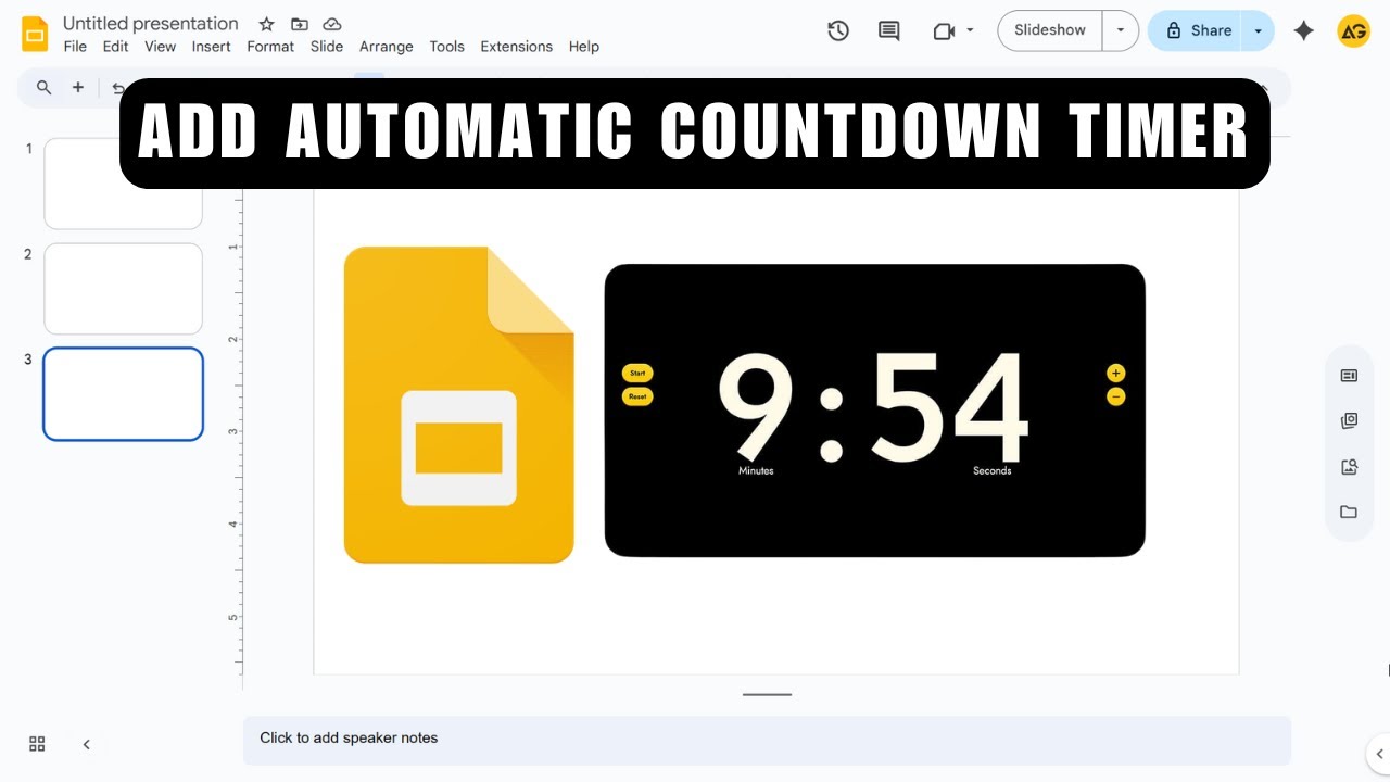 Как добавить автоматический таймер обратного отсчета в Google Slides 2026