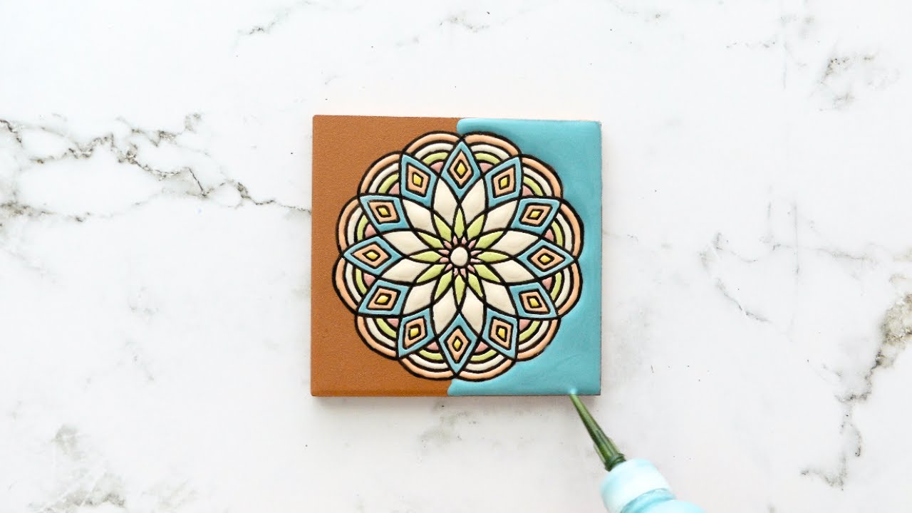 Glazing a Mandala on a Ceramic Tile - Cuerda Seca Glazing (2 of 2)