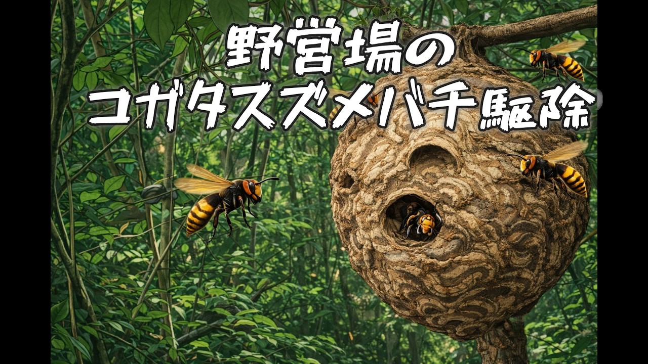 栗東市でスズメバチ駆除 - 足場なしの森の奥！気づかず近づくと大惨事になる巨大巣！ Hornet Nest Removal