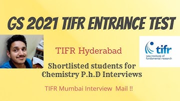 TIFR Hyderabad GS 2021 Result Live|Shortlisted students for Chemistry P.h.D Interviews|TIFR Mumbai