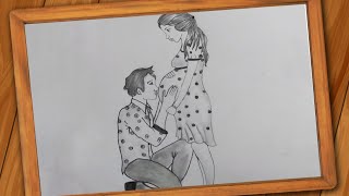Pregnancy and infant loss awareness day drawing | How to draw a pregnant woman with her husband