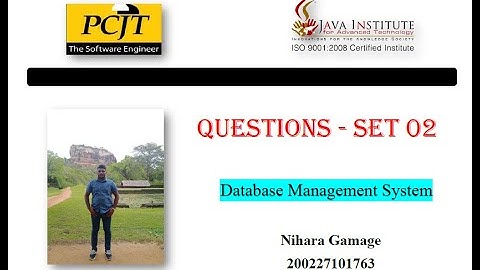 Question Set 02 | Database Management System | Java Institute | 1st semester