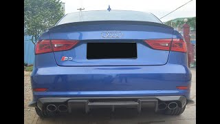 Match Highlights Audi S3 A3 8V Sline Sedan Carbon Fiber Rear Bumper Diffuser Valance Lip Wide Body Kit JS068