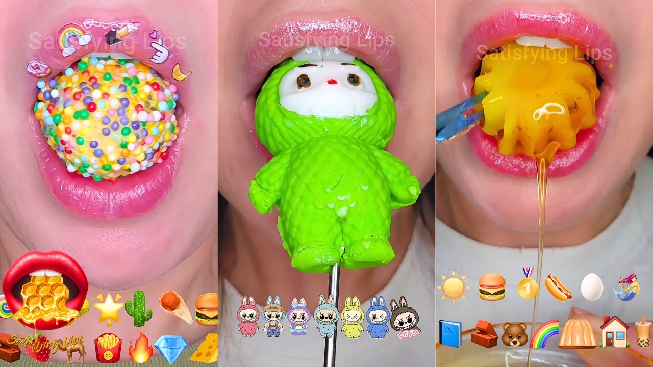 30 Minutes For Sleep Relaxing ASMR Satisfying Eating Emoji Food Challenge