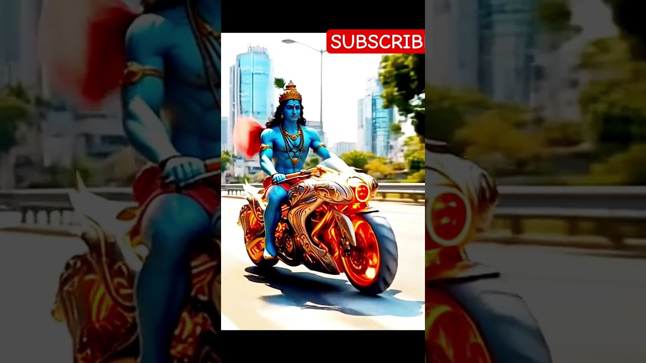 Lord Krishna riding a bike with radha rani 🔥🙏 