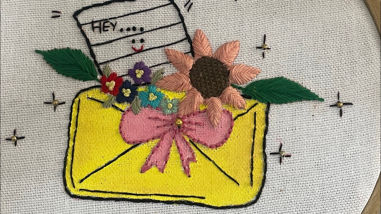 Turning Thread into a Cute Envelope💌Embroidery#shorts#like#trending#viral#embroidery#mail#ytshorts