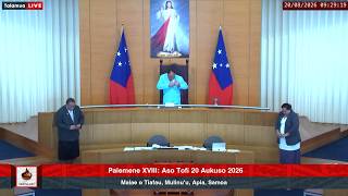 Palemene XVIII: Aso Tofi 20 Aukuso 2026