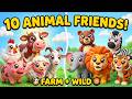 🐄🦁 Farm Animals &amp; Wild Animals for Kids 🐘🐷🐯 | Learn 10 Animals | Claymation Songs for Toddlers