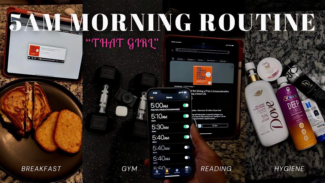 trying the viral 5AM “THAT GIRL” *productive* morning routine🎀 gym motivation + skincare + breakfast