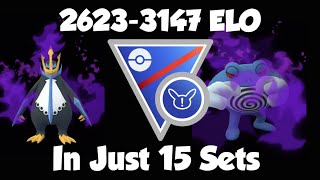 INSANE 524ELO CLIMB IN JUST 15 SETS! Great League remix cup FT Shadow Poliwrath Empoleon & Quagsire