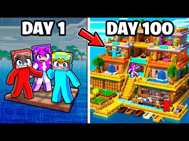 We Survived 100 Days on a RAFT in Minecraft!