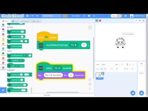 Make your own Touchy Touchy (Touch Detection) with ESP32 and CodeSkool Scratch