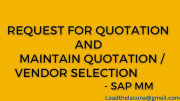 Request for Quotation | Quotation | Overview | Configuration | Creation