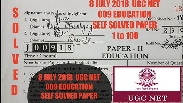 UGC NET EDUCATION July 2018 Final All Answer