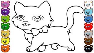 Cat Coloring Pages Cute Kitten Cat Colorful Learning Color Video For Kids Learn Colors with Animals