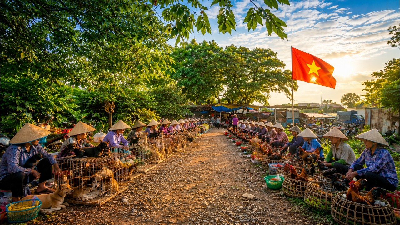 What is a traditional Vietnamese country market like? | The peaceful beauty of Vietnam (4K)