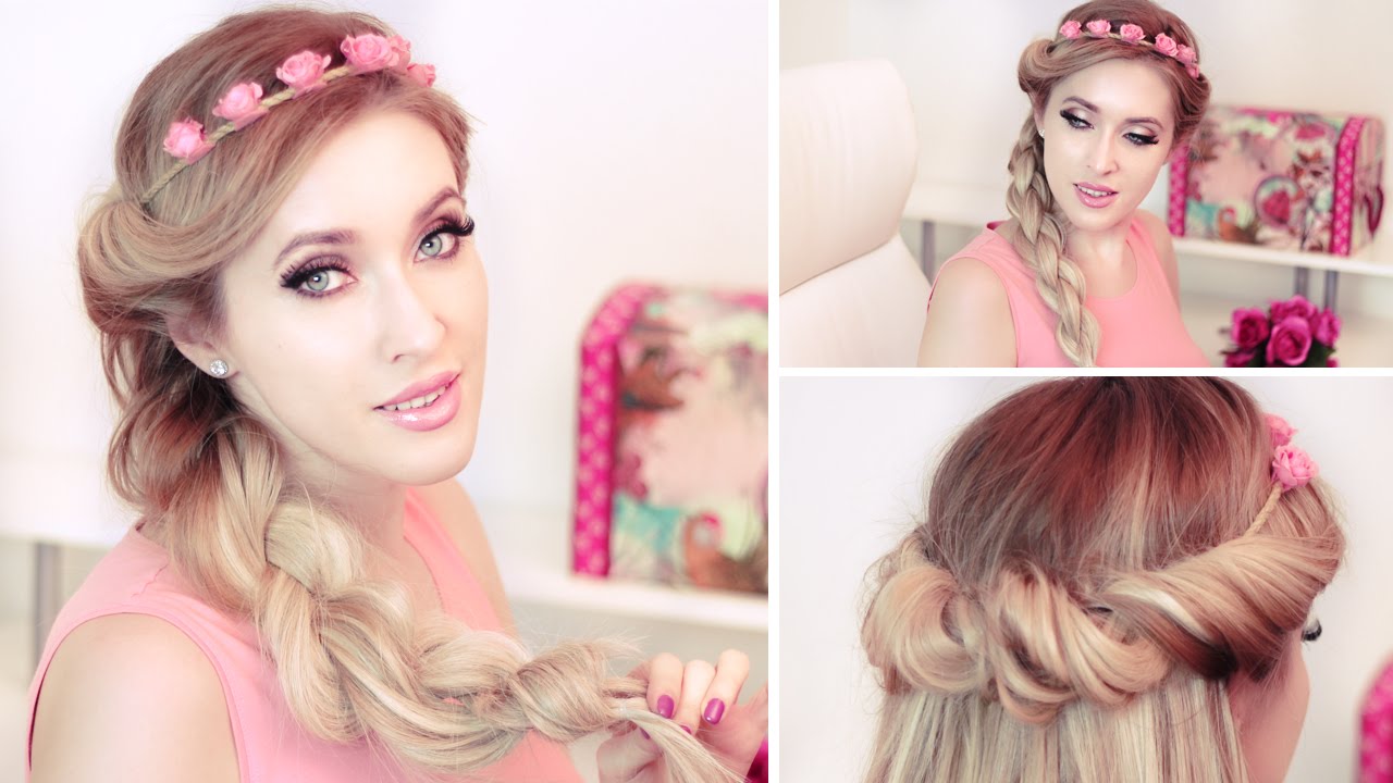 Braided headband hairstyles for a party/prom/wedding