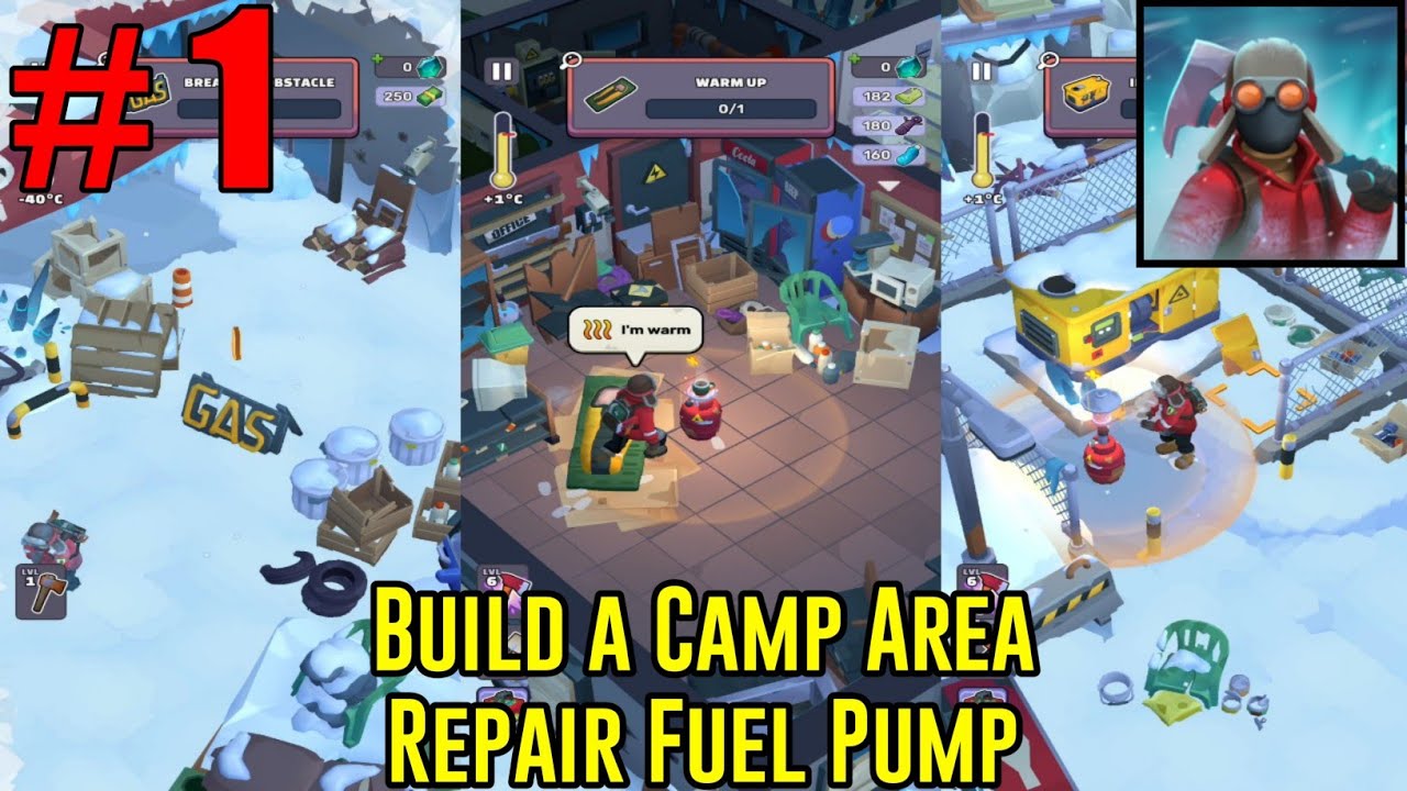 Frost World Gameplay Walkthrough, Build a Camp Area And Repair Fuel Pump - Part 1 (iOS,Android)