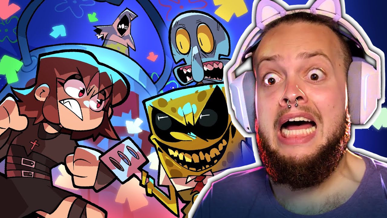 Spongebob Is Absolutely Terrifying in FNF! (Friday Night Funkin: Bloody Sea Bottom + More FULL MODS)