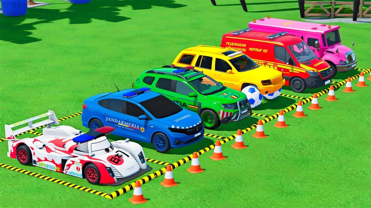 GO GAME - TRANSPORTING POLICE CARS, AMBULANCE VEHICLES, FIRE TRUCK WITH MAN TRUCK ! FS22 #119