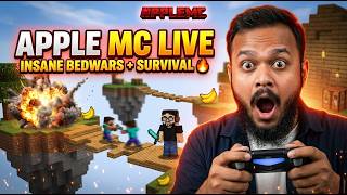 Minecraft AppleMC LIVE 🔥 BedWars + Survival OP Gameplay Hindi