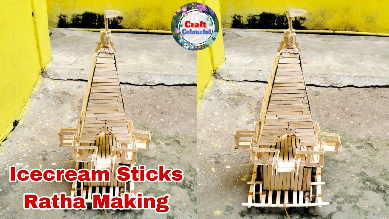 How to make lord Jagannath rath with icecream sticks | Rath Yatra 2023 ...
