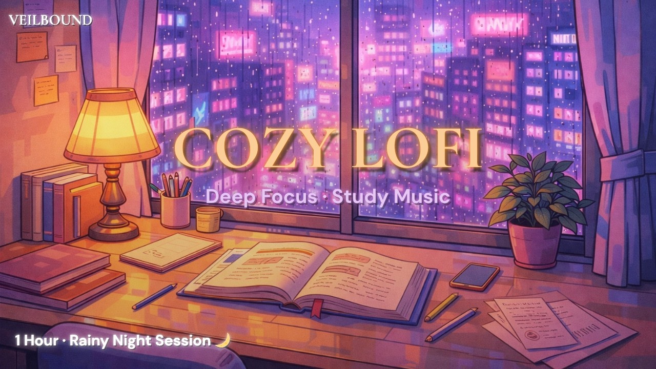Cozy Lofi Study Music · 1 Hour Deep Focus · Rainy Night Session 🌙 - YouTube