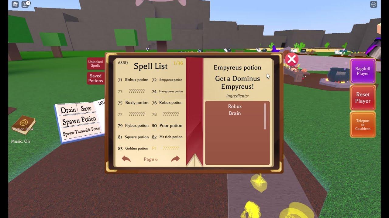 How to make all the robux potions on ROBLOX Wacky Wizards YouTube