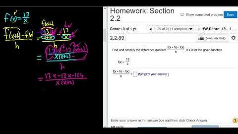 Find and Simplify the Difference Quotient for f(x) = 13/x MyMathlab Homework