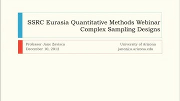 SSRC Eurasia Quantitative Methods Webinar: Complex Sampling Designs