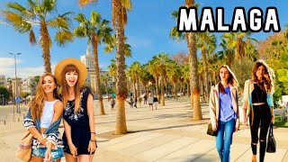 Malaga Walking Tour 4k 60fps | Springtime in Spain february 2024