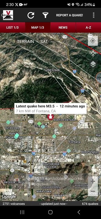 Earthquake near me fontana