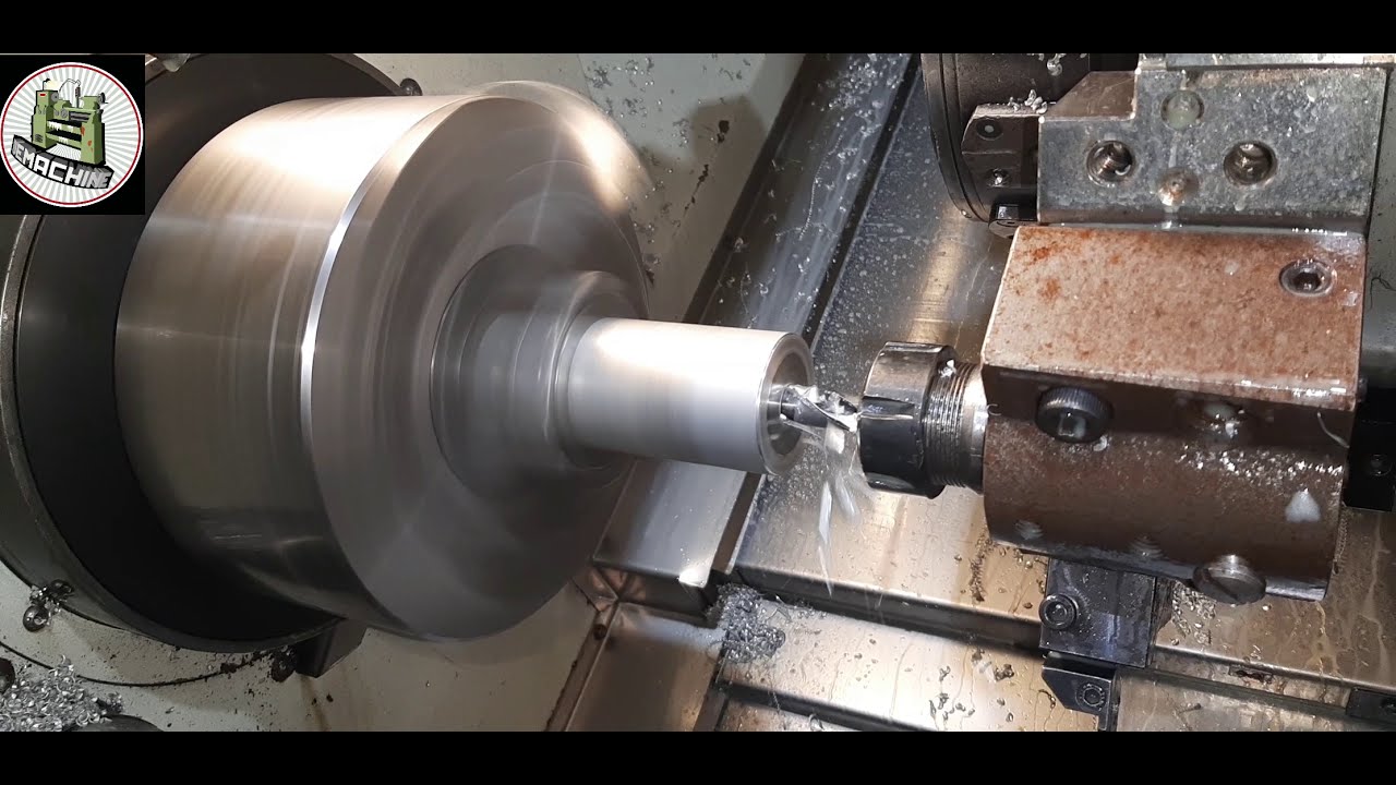 mecanizado cnc 5 ejes ,maquinado de pieza de aluminio en torno con sub cabezal