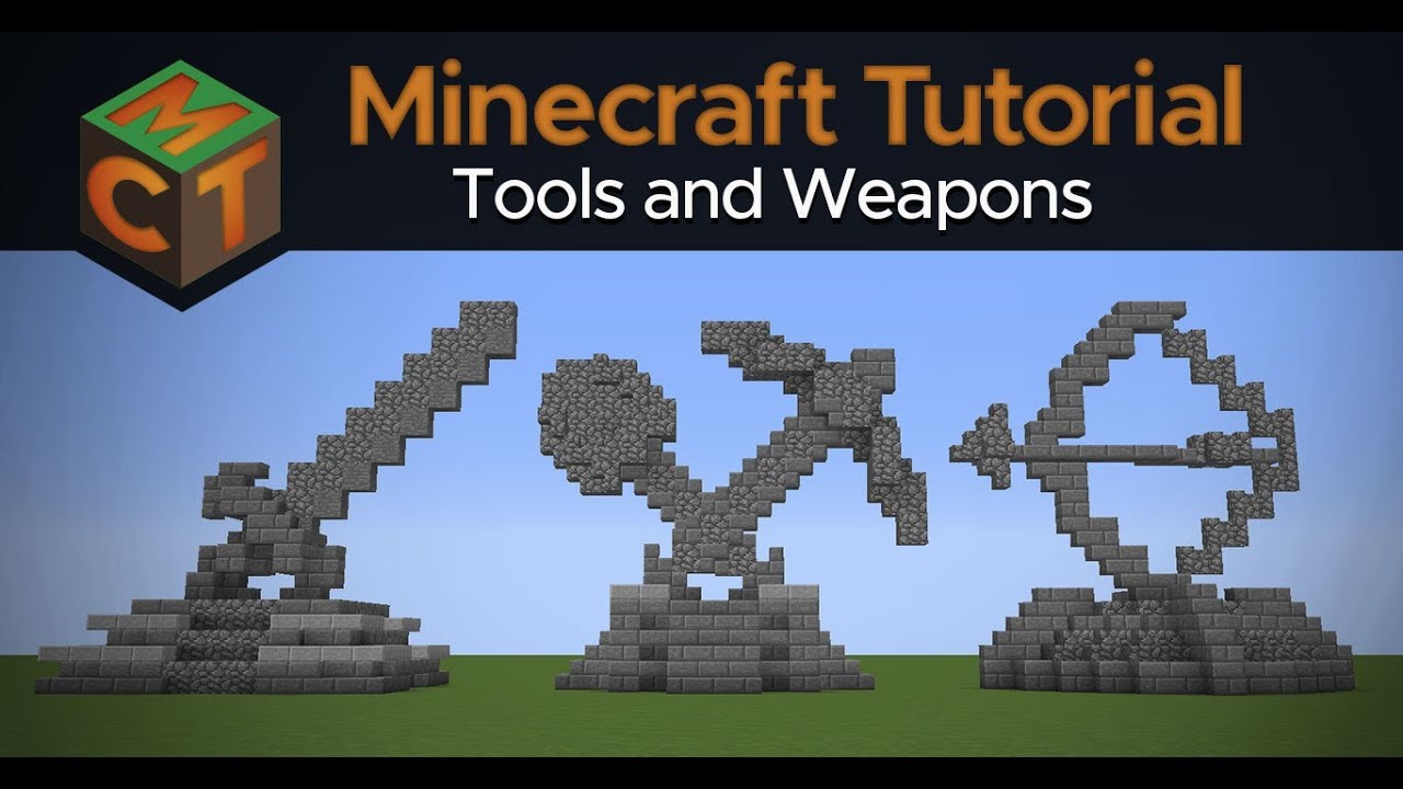 How To Build 3 Tool Weapon Statues Minecraft Tutorial Youtube