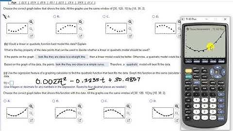 Quadratic Regression - using the graphing calculator to find scatterplot and quadratic regression