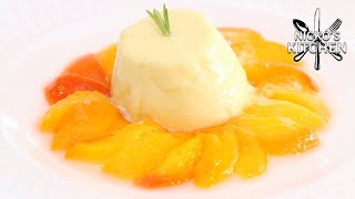 Rosemary Panna Cotta with Poached Peaches