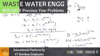 BOD GATE Previous Year Problem | Waste Water Engineering