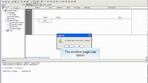Example of simulation of a program written in Ladder Diagram (LD)