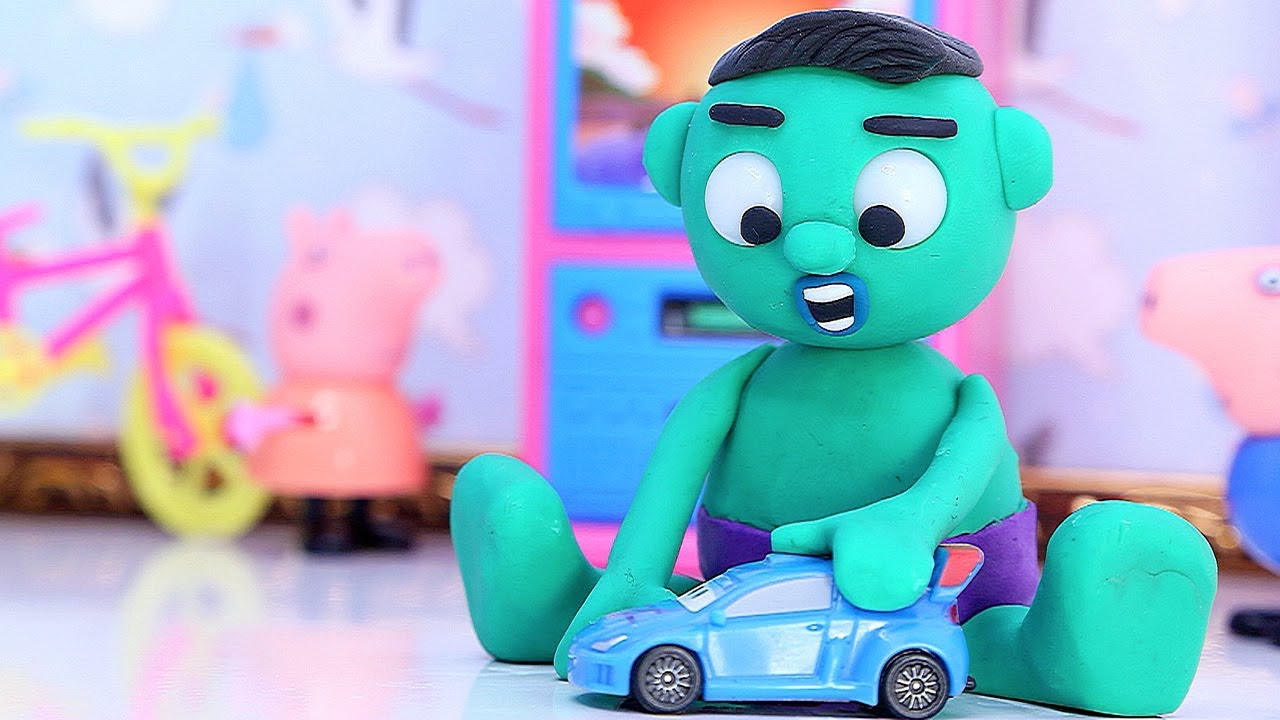 funny pranks videos Baby Hulk playing cars 💕Superhero Play Doh Stop motion videos