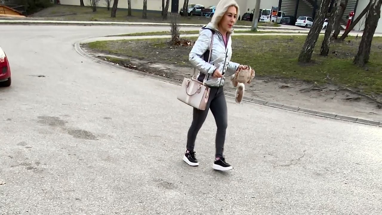 Nice blonde girl crushing food and feet Mercedes AMG GLC 43 1845 KG