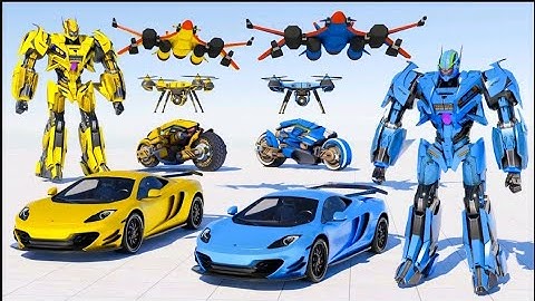 Play Air jet car robot transform game. action game with robot shooting games. Android - Gameplay