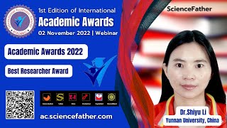 Dr. Shiyu Li, Yunnan University, Best Researcher Award, China