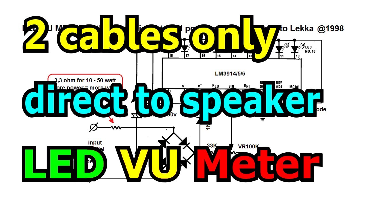 Circuit diagram direct to speaker LED VU Meter LM3914 or LM3915 or LM3916 - YouTube